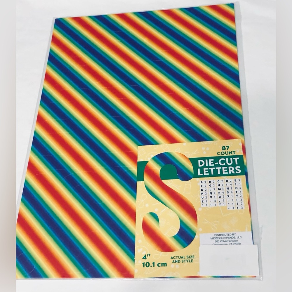 Die-Cut Letters Rainbow color 87 counts.